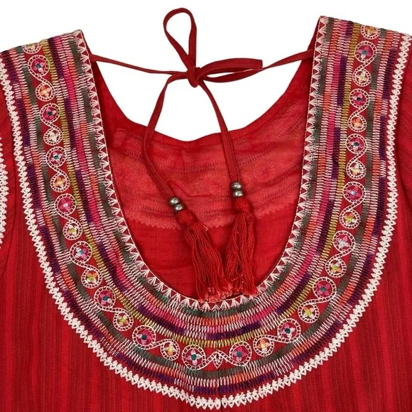 Billabong Designer’s Chica Amiga Embroidered Top Rio Red Large - Picture 12 of 16